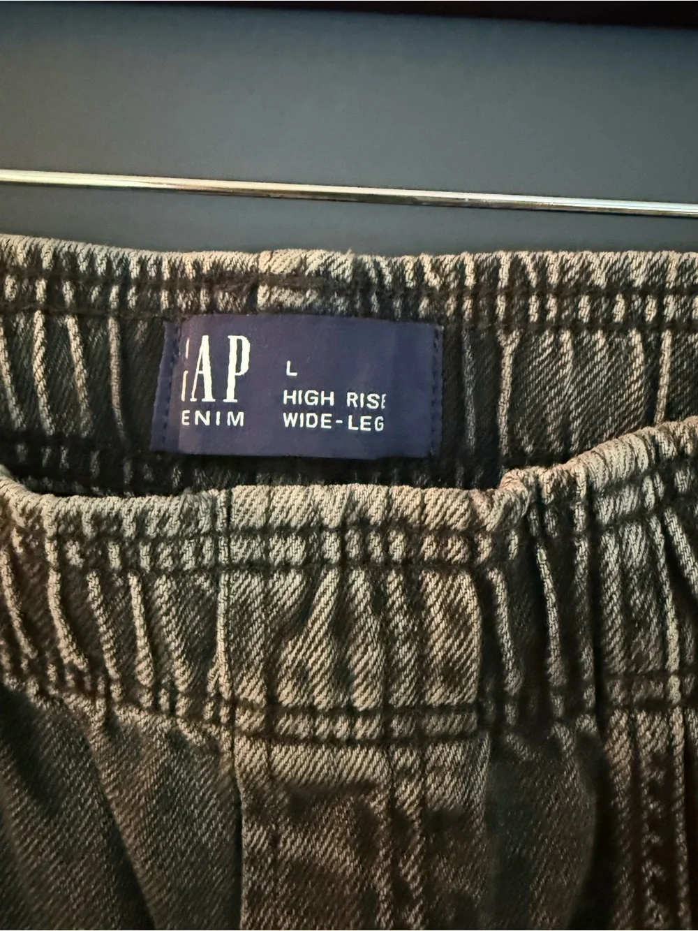 Gap high rise wide-leg pull-on jean black wash large